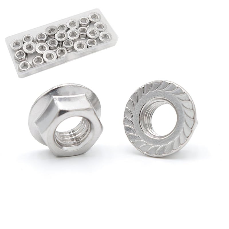 STORMCUBE 5/16"-18 Serrated Flange Nuts 30 Pack 304 Stainless Steel Hex Lock Nuts Full Thread for Industrial Construction Fasteners - Image 1